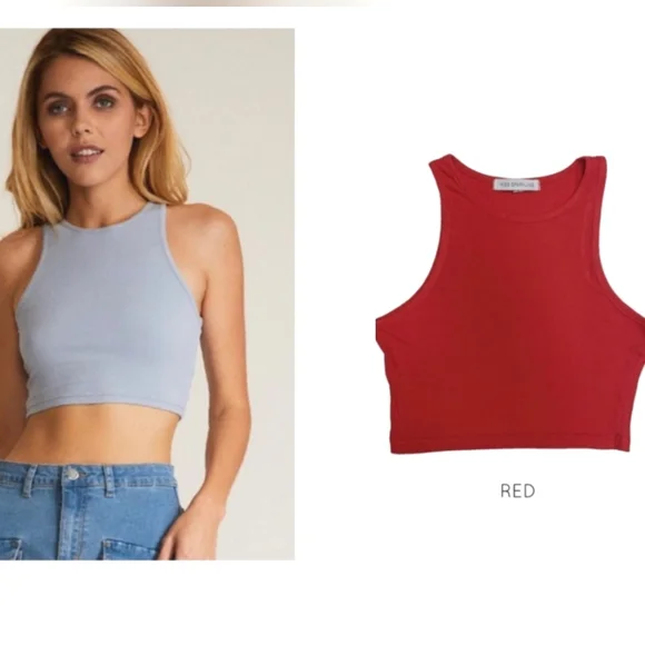 Red cropped ribbed tank top✨️ - Picture 2 of 3